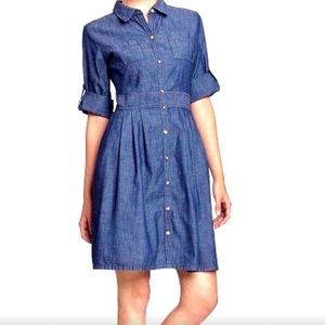 OLD NAVY Womens Blue Cotton Chambray Shirt Waist Dress Wardrobe Staple Size 10